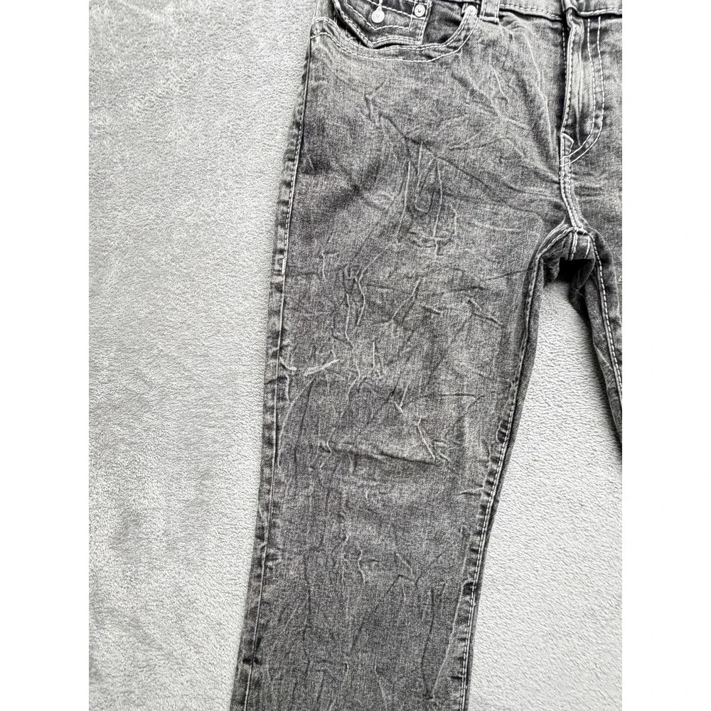 True Religion Ricky Jeans Mens Measured 38x29 Gray Relaxed Straight Acid Wash